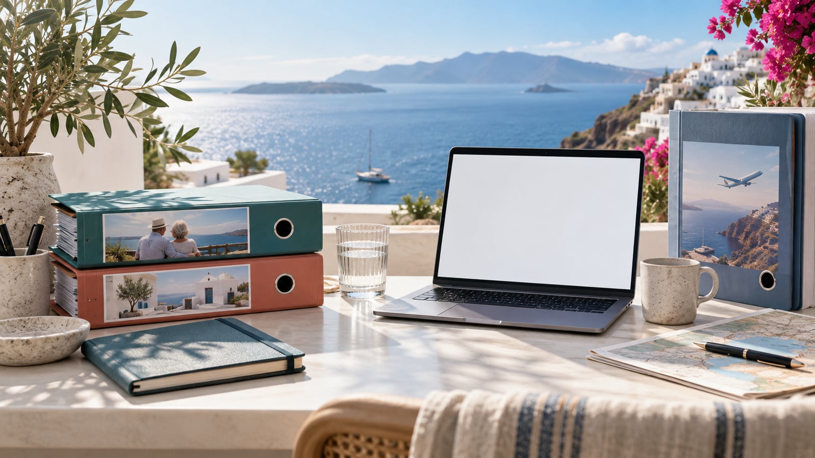 Illustration comparing a passive-income document file with a laptop and remote-work file.